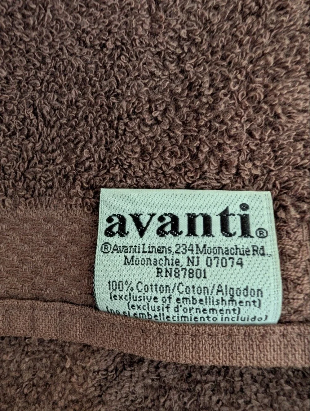 Avanti Brown Paisley Trim Bath Towels with Gold Accent